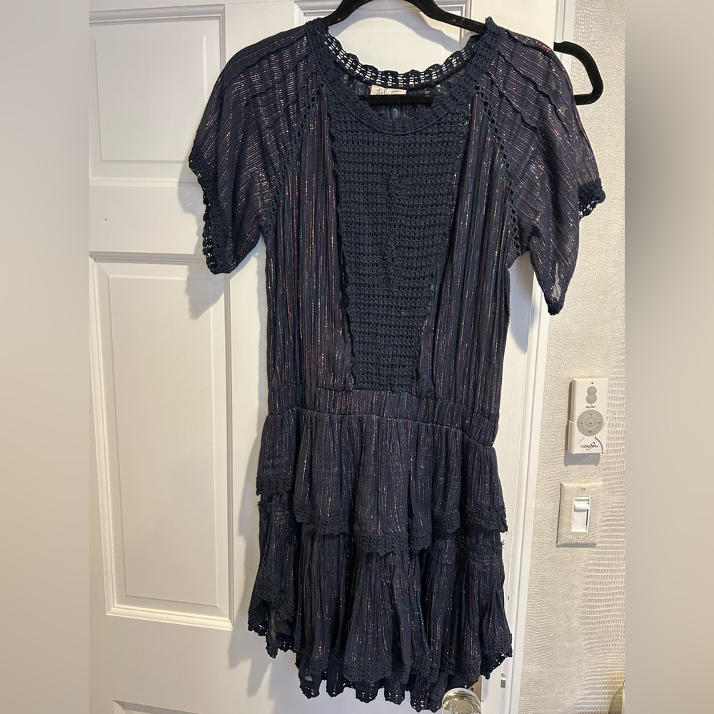 Navy Dress with Crochet Details